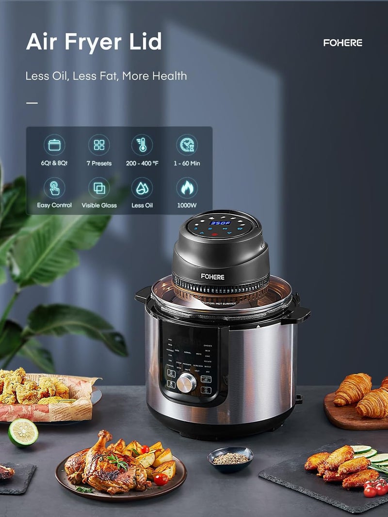 FOHERE Air Fryer Lid for Instant Pot 6Qt/8Qt, 7 in 1 with LED Touchscreen, Turn Your Pressure Cooker Into in Seconds, Air Fryer Accessories and Recipe Cookbook Included - Image 3